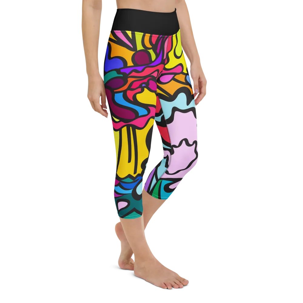 Vibrant Swirl All-Over Yoga Capri Leggings - Wave at Sunset product image (2)