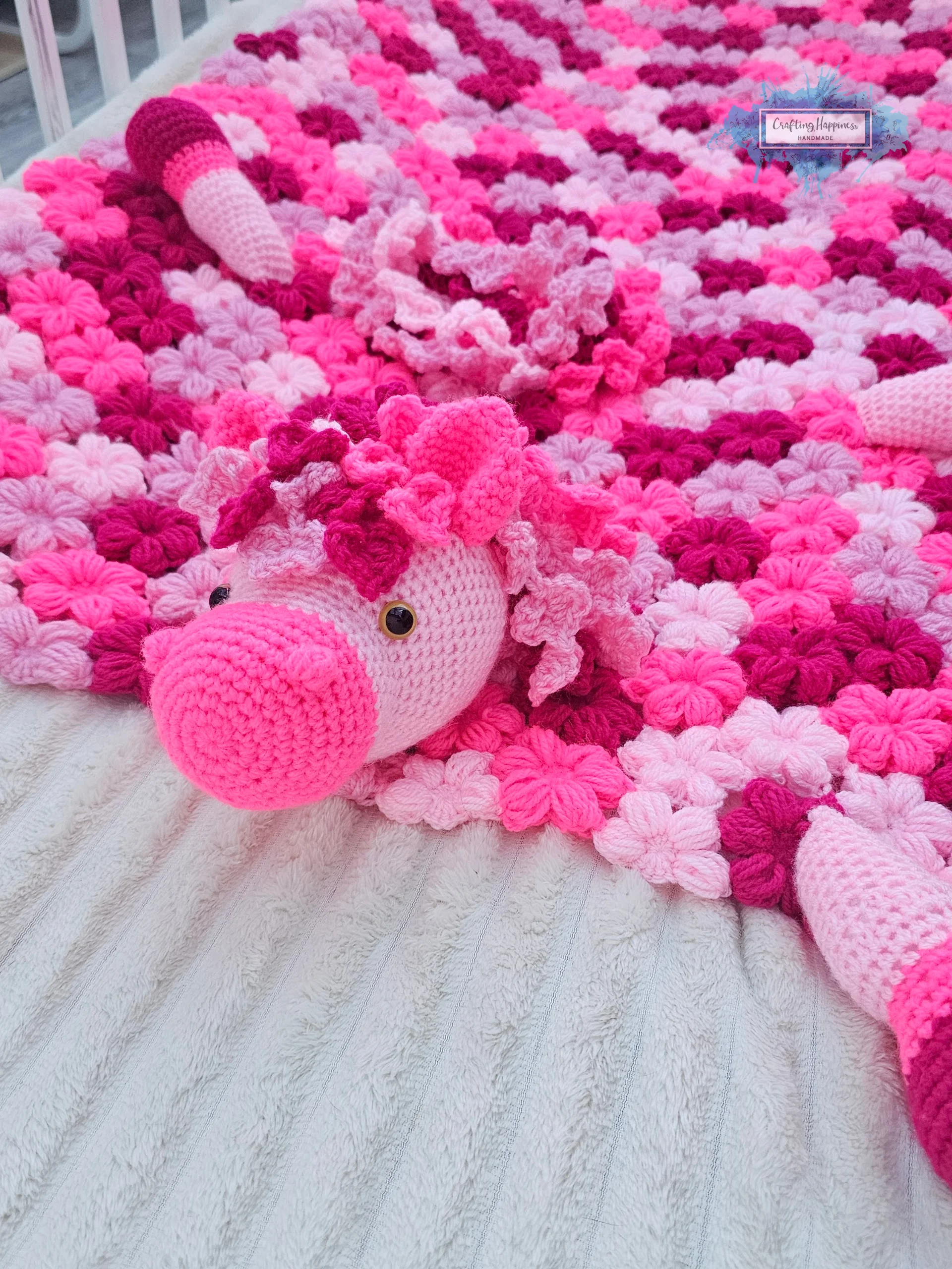 Pink Pony Baby Blanket Crochet Pattern | Folding Farm Horse Toy (PDF) product image (11)