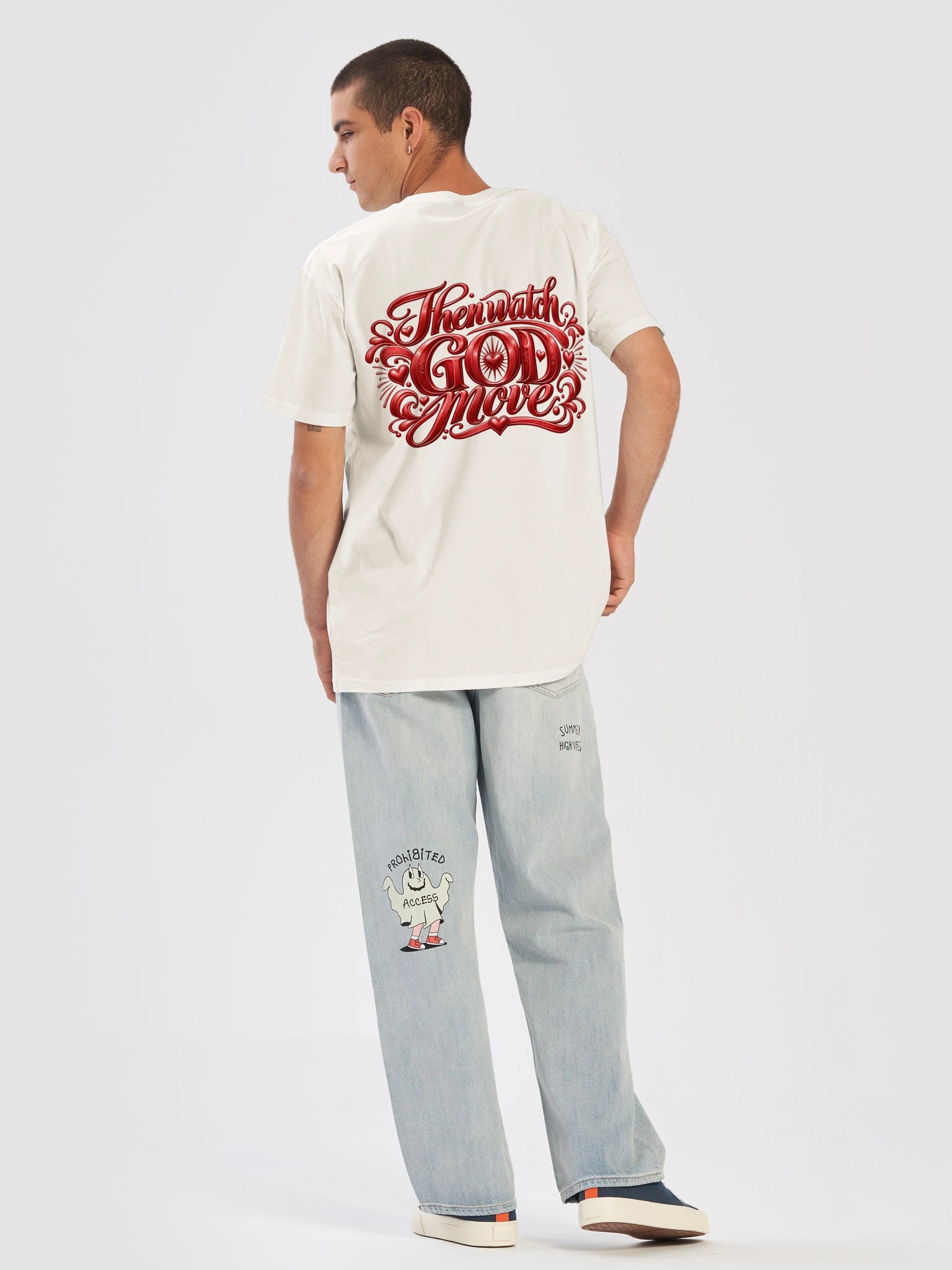 Red — Have a Heart-to-Heart with Jesus | Then Watch GOD Move Red Christian Premium Unisex T-Shirt product image (6)