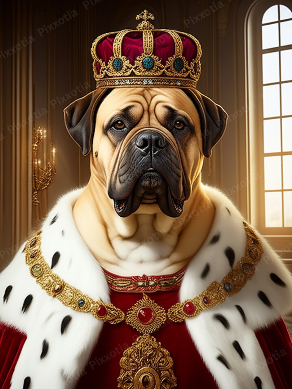 Custom Pet Portrait with King Outfit and Crown – Royal Digital Pet Art – Funny Pet Gift – Printable Dog or Cat Portrait product image (1)