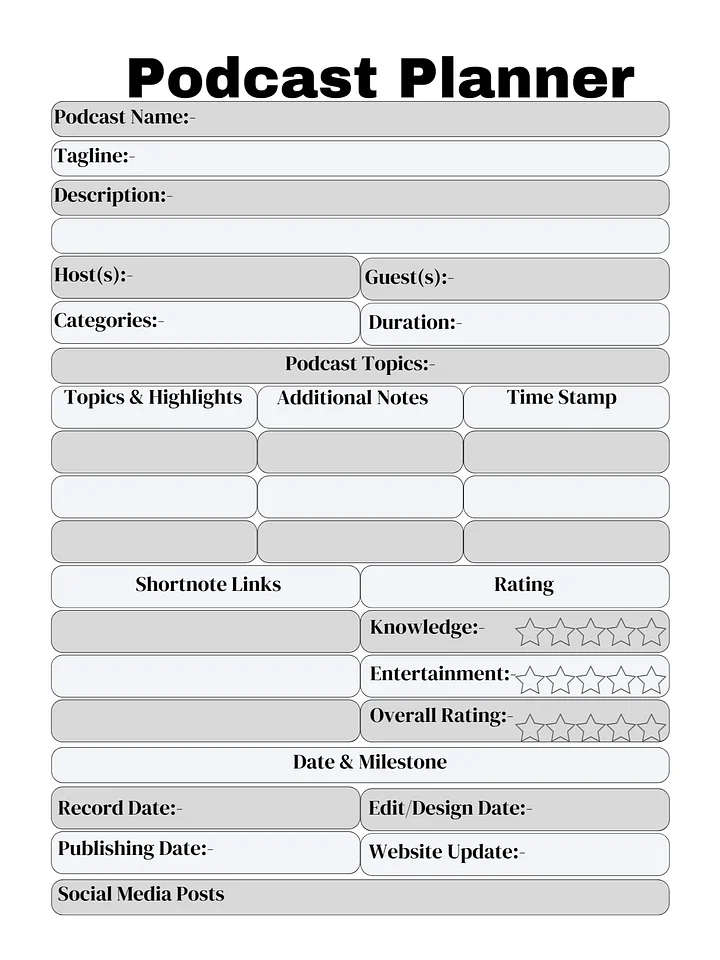 “The Ultimate Podcast Planner for Content Creators: Organize, Record, and Promote Every Episode” product image (1)