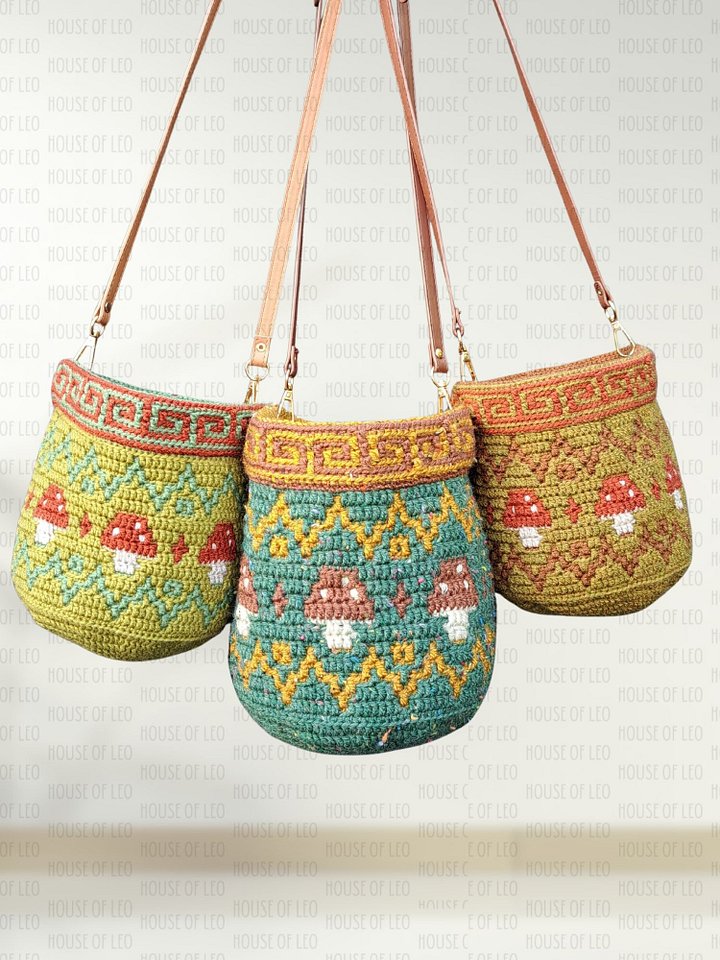 Toadstool Tote Mosaic Crochet Bag product image (1)