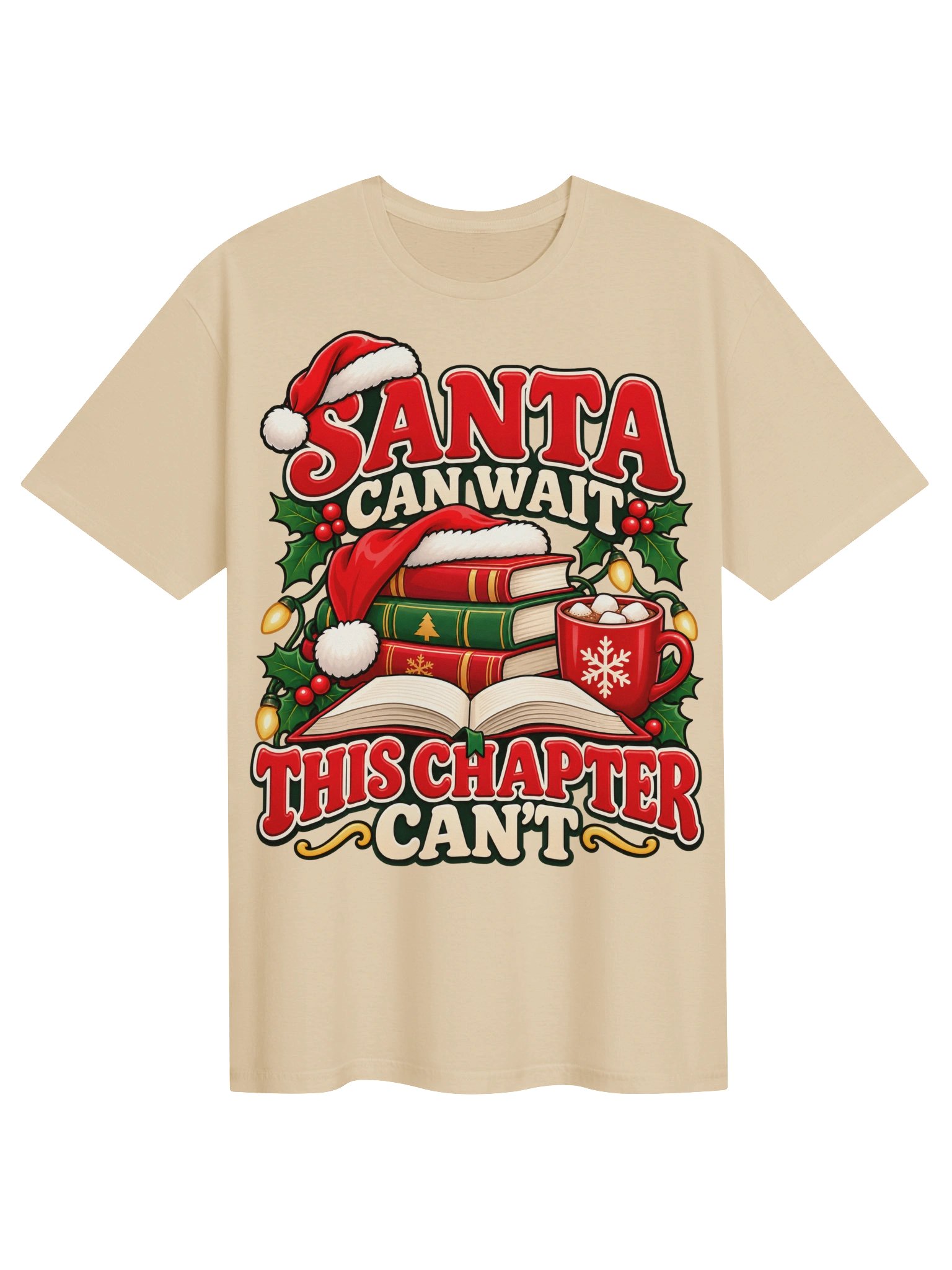 Funny Christmas Book Lover T-Shirt – Santa Can Wait This Chapter Can't | Reader Gift product image (1)