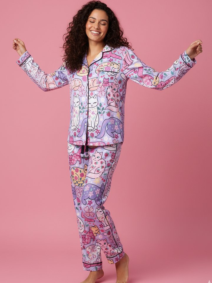 Whimsical Cat Garden Pajama Pants product image (2)