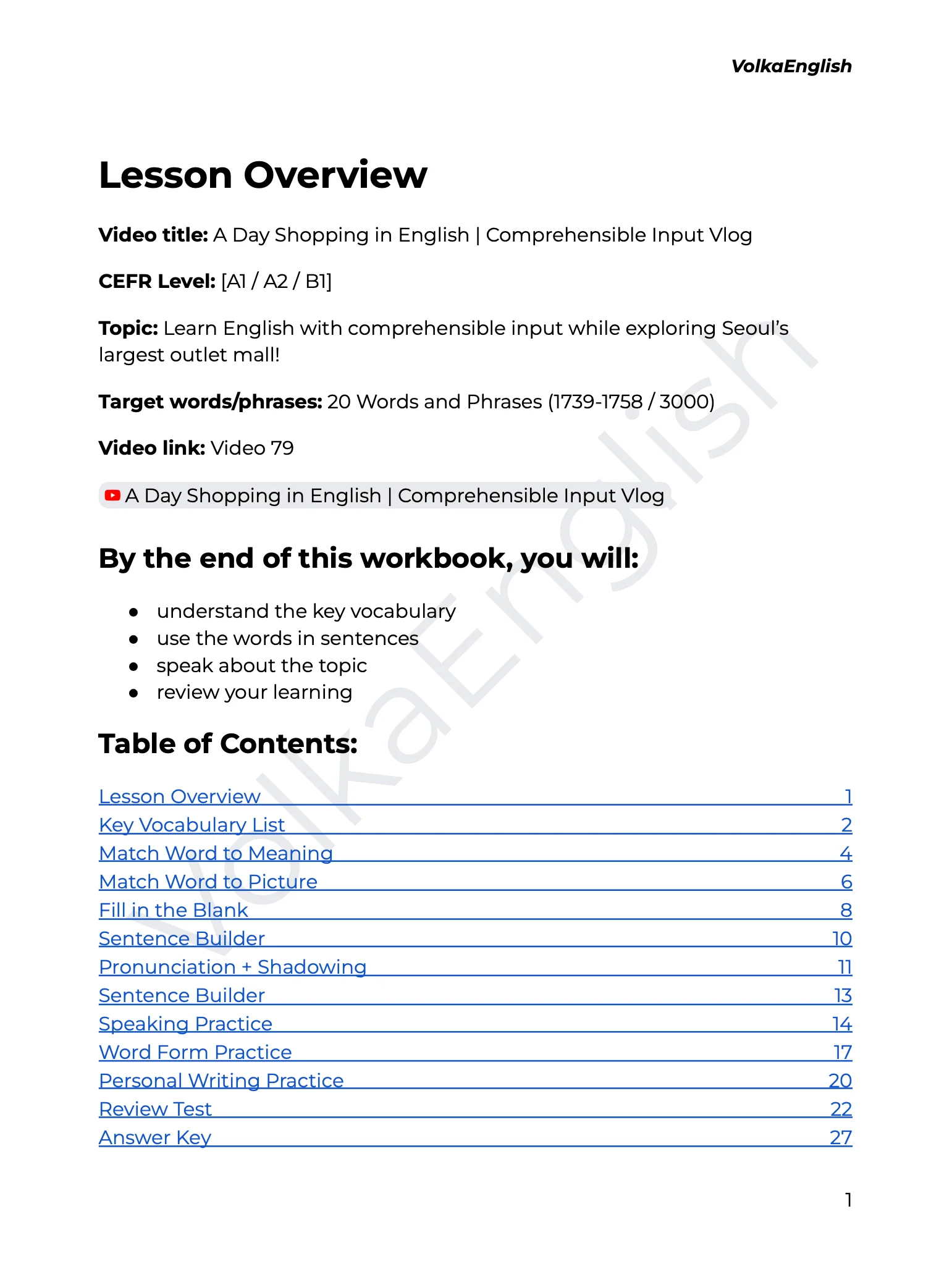 A Day Shopping in English | Comprehensible Input Vlog - Video 79 Study Pack product image (2)