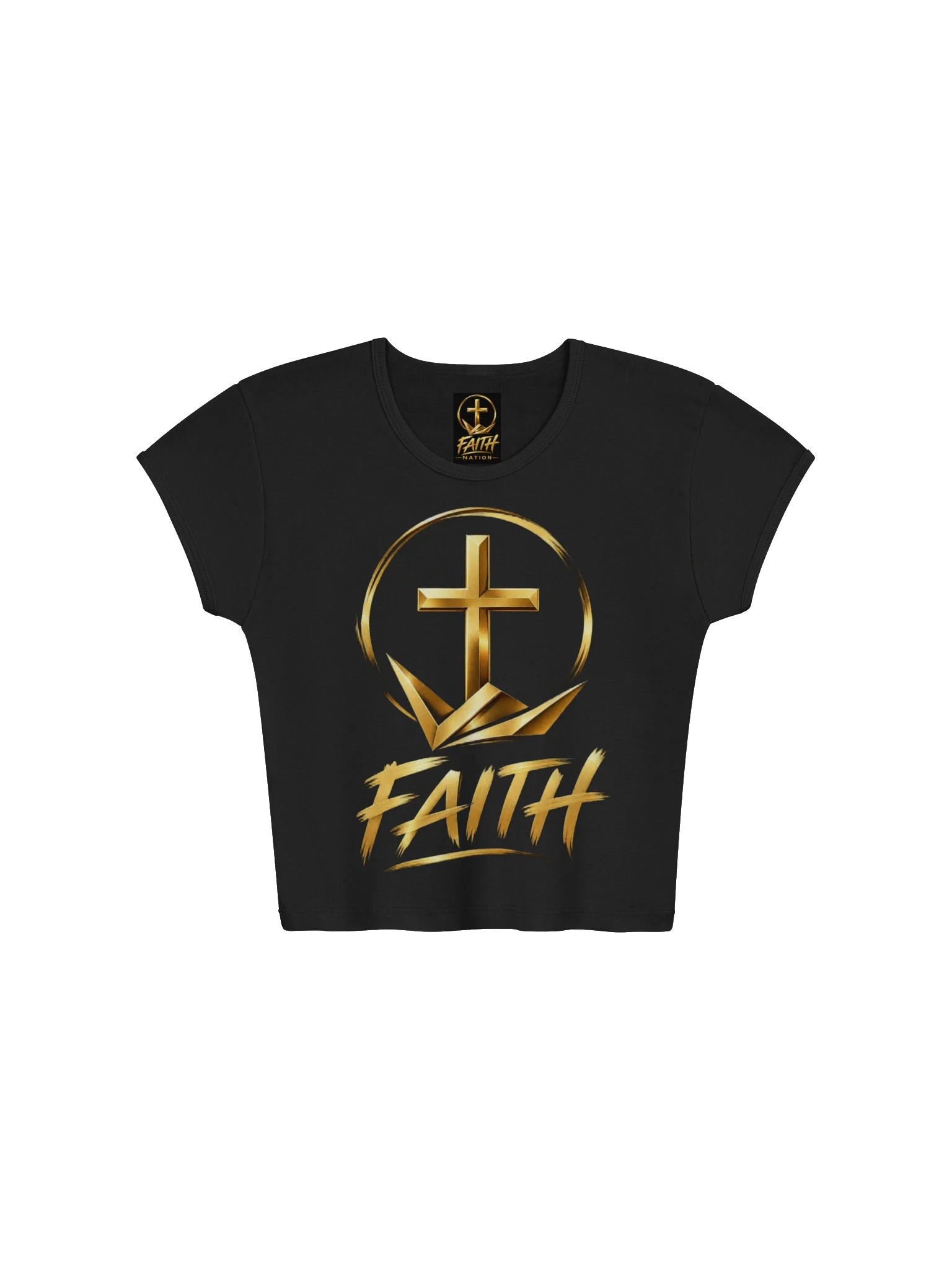 "Golden Faith" Cropped Streetwear Tee from Kweeble Glory Store