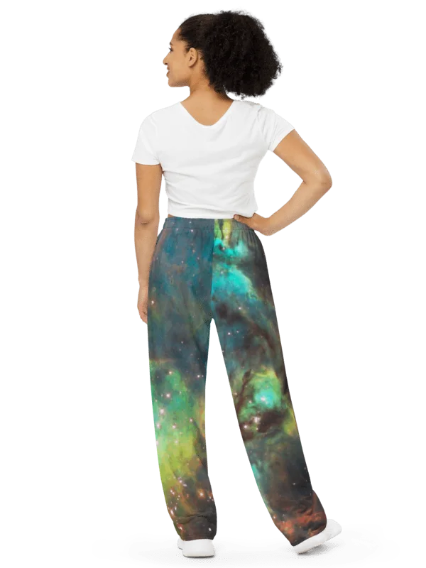 Green Galaxy Unisex Wide-Leg Pants product image (2)