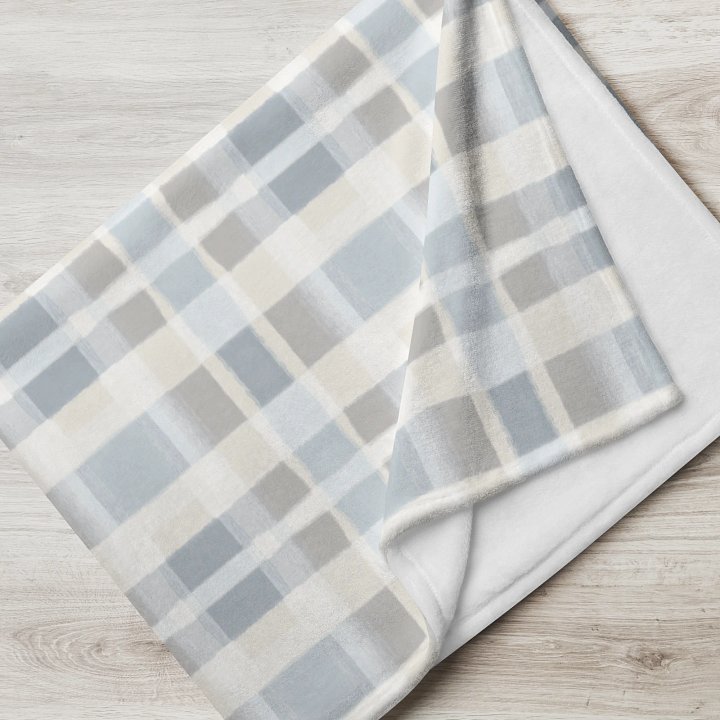Slate Blue Winter Plaid Throw Blanket product image (2)