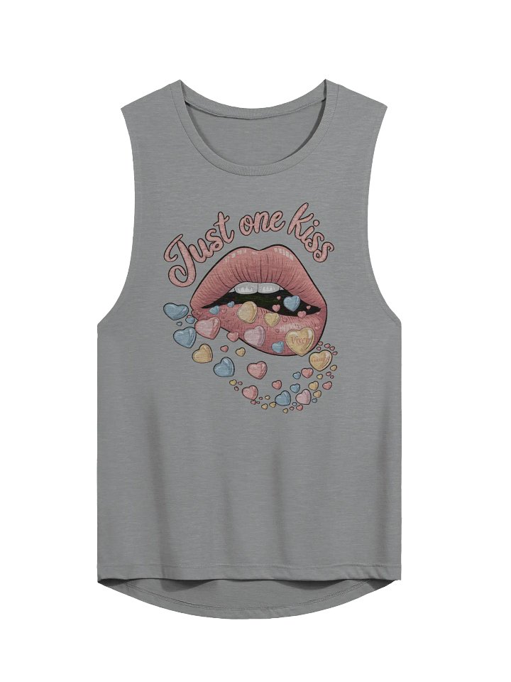 Just One Kiss Flirty Vixen Games Lips With Hearts Flowy Muscle Tank product image (5)