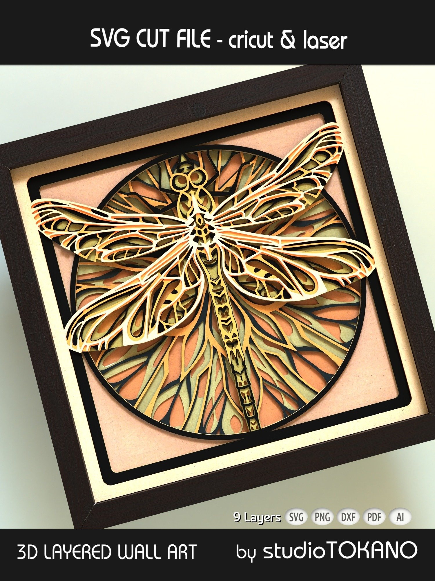 Art Nouveau Dragonfly 3D SVG product image (6)