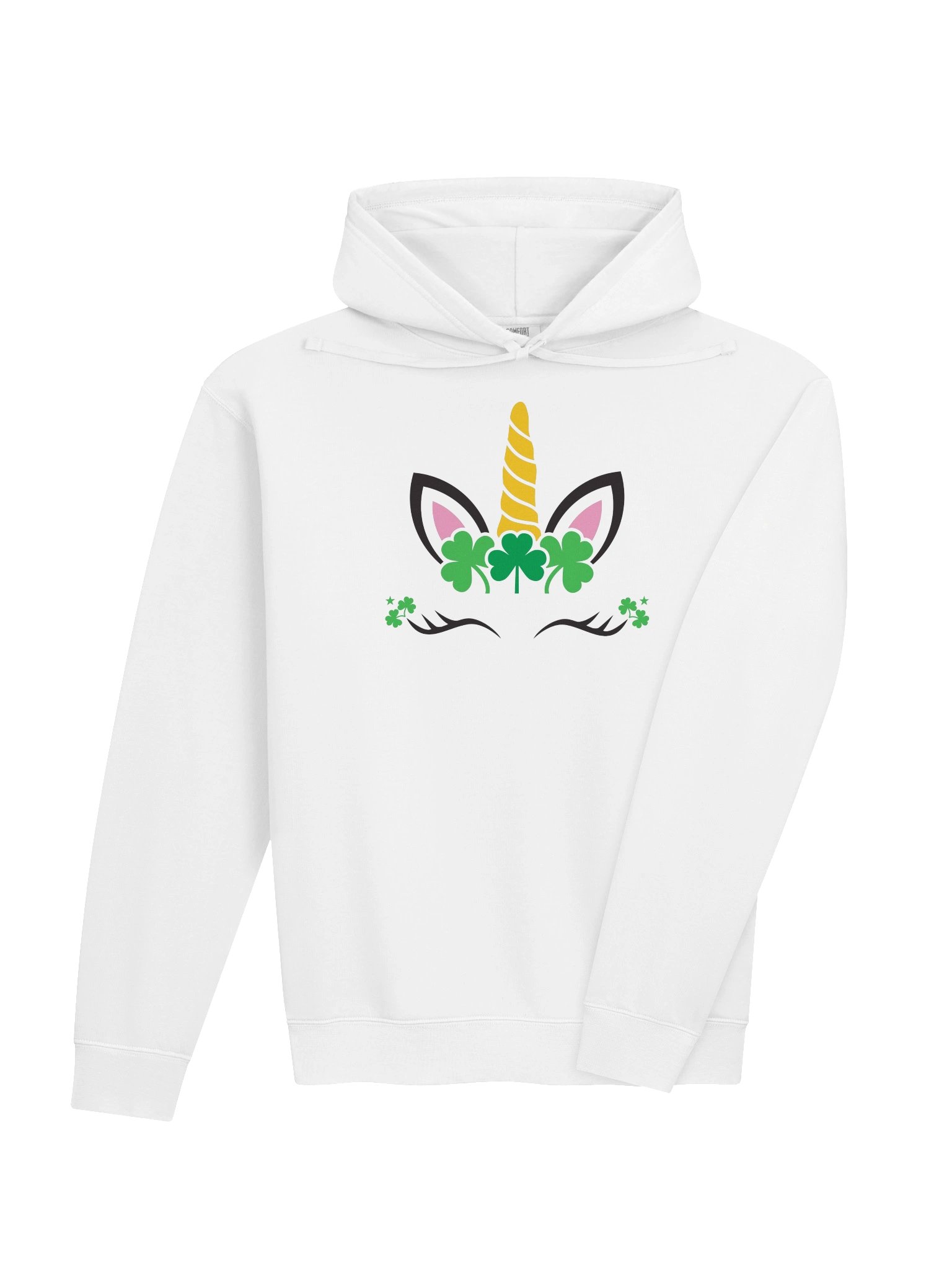 Irish Unicorn ☘️ Unisex Fleece Hoodie in White with Vintage-Feel Print product image (3)