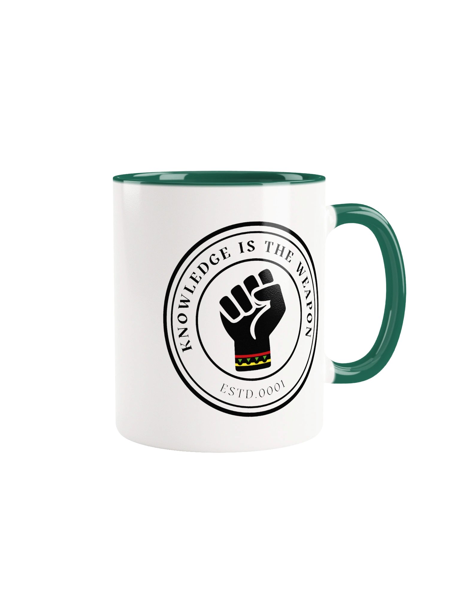 Knowledge Is the Weapon Two Tone Mug | Raised Fist Emblem | Originology | Black History X product image (1)