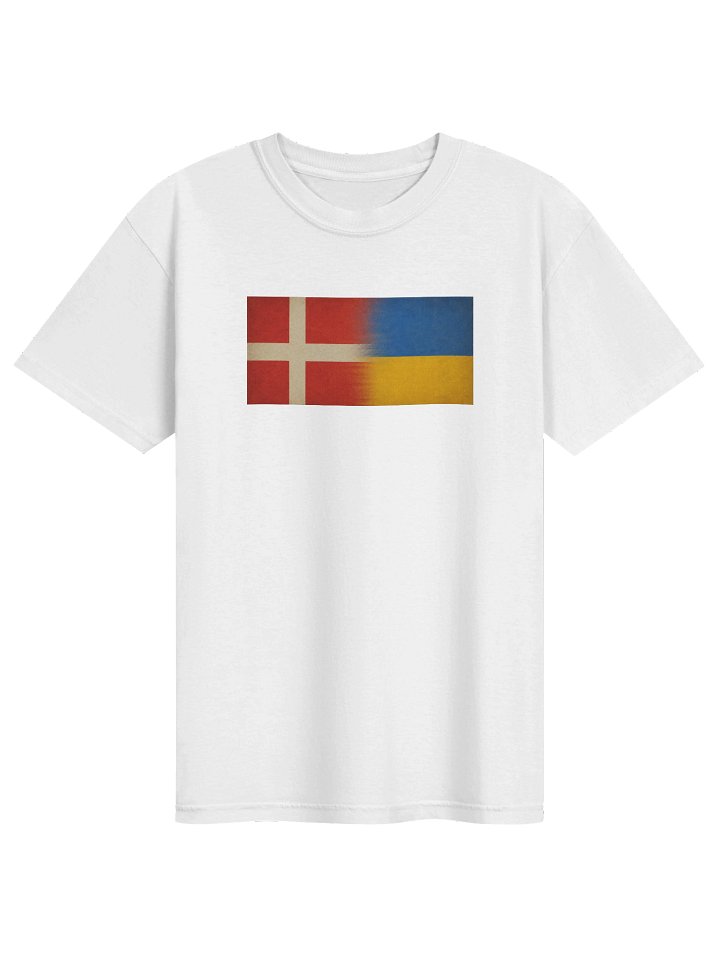Man Comfort T-shirt Support Ukraine-Denmark Flags, white product image (1)