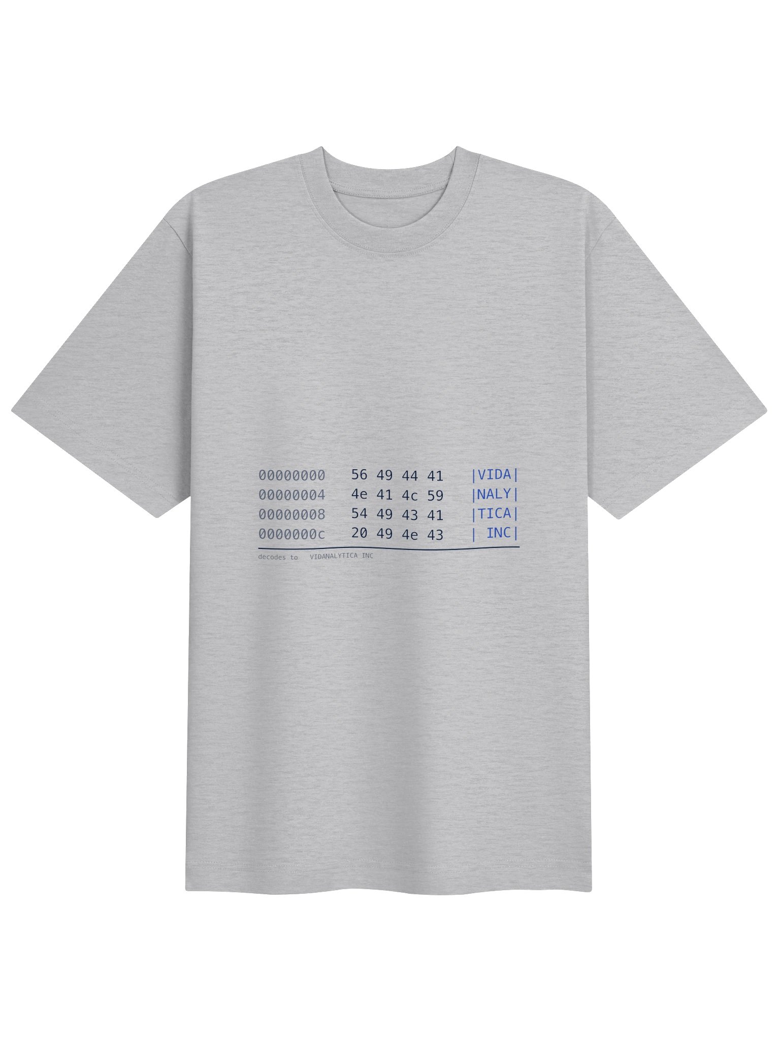 VIDANALYTICA INC Tee - Hex Dump Heather Grey product image (1)