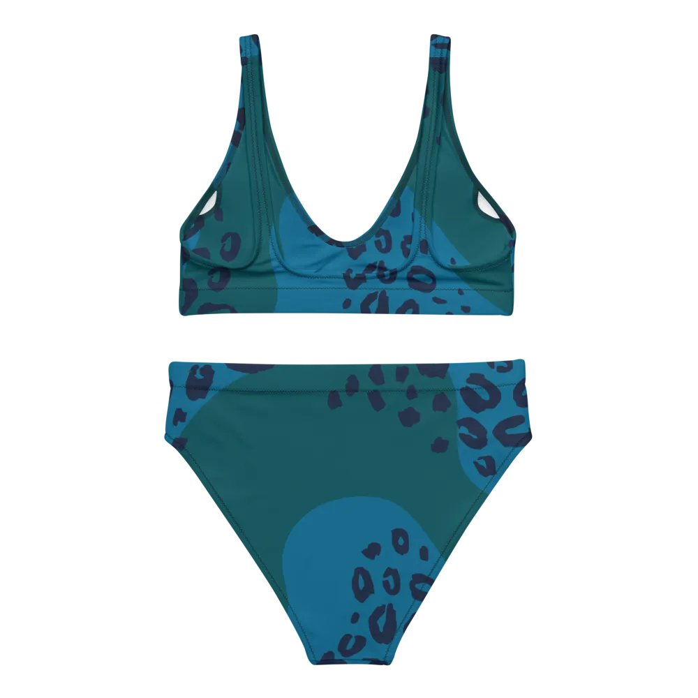 Teal Leopard Camo High-Waisted Bikini product image (10)