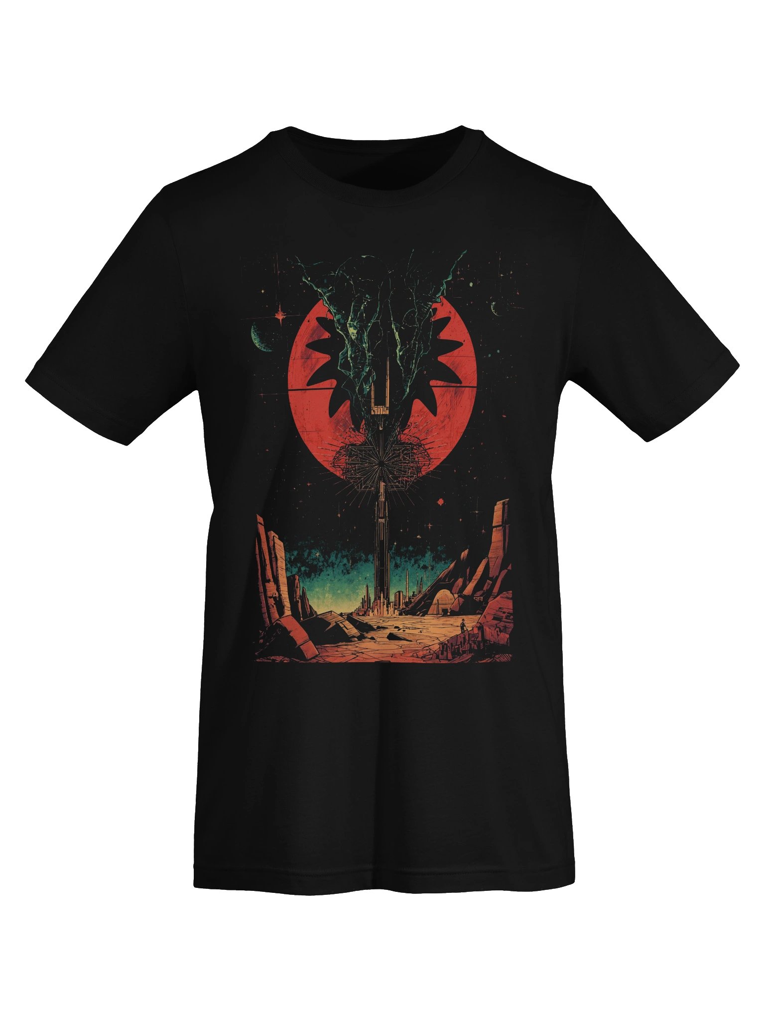 Retro-Futurist Eclipse Tower Lightweight T-Shirt product image (4)