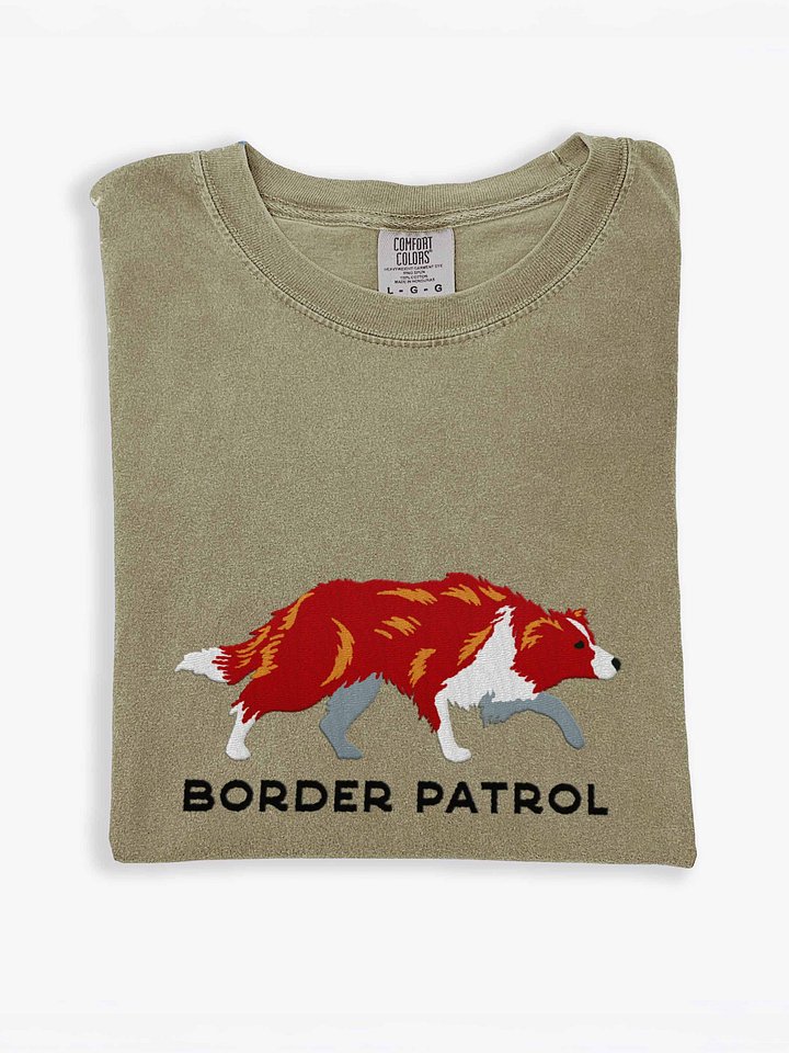 Border Patrol T-Shirt(Embroidered) of a Border Collie(Red) product image (1)