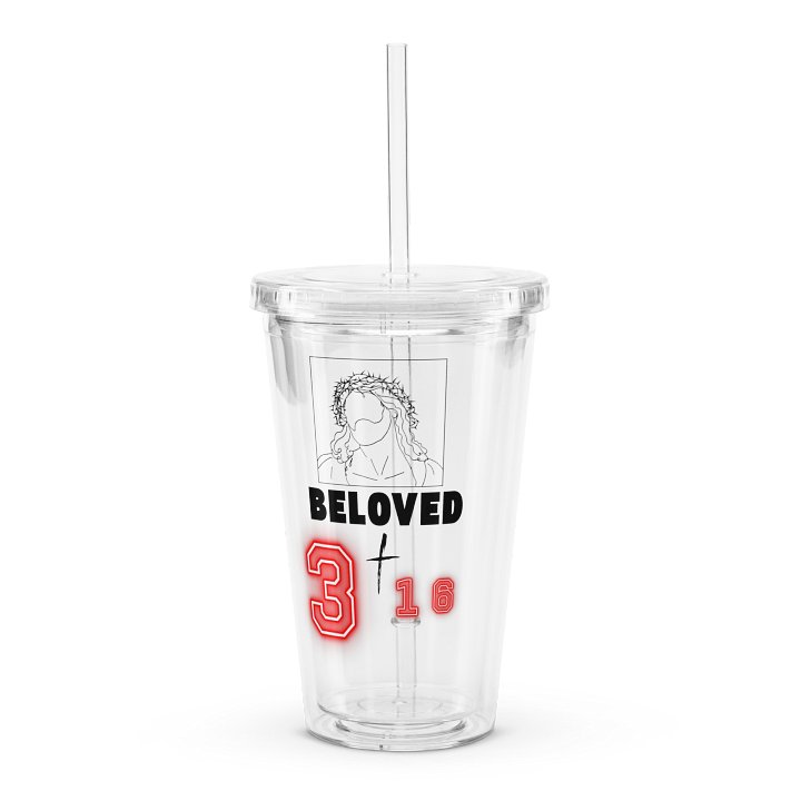 Beloved 3:16 Double Wall Clear Plastic Tumbler product image (1)