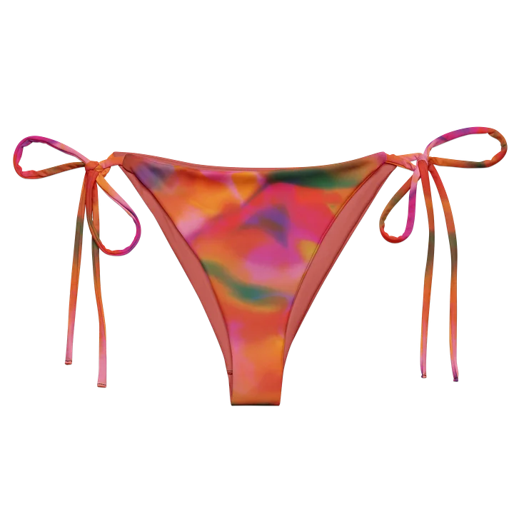 Recycle String Bikini Bottom "Trendy Vibrant Pink Orange Tie-Dye" Printed product image (2)