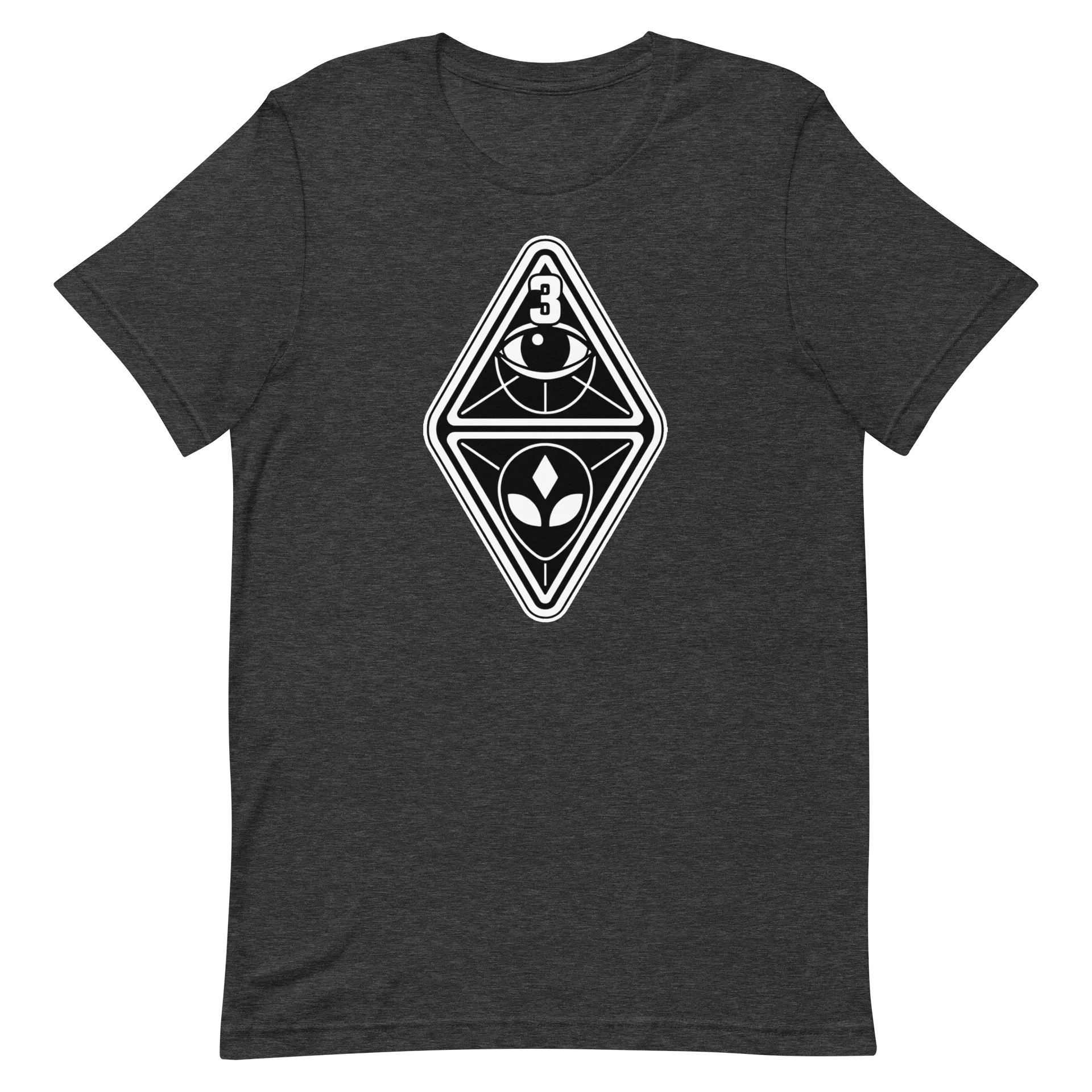 3 Eyed Alien – Emblem – on Heather Gray Bella+Canvas Unisex Supersoft T-Shirt product image (2)