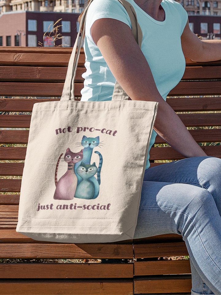 Hand-drawn three abstract cats - Not pro-cat, just anti-social Canvas Tote Bag product image (1)