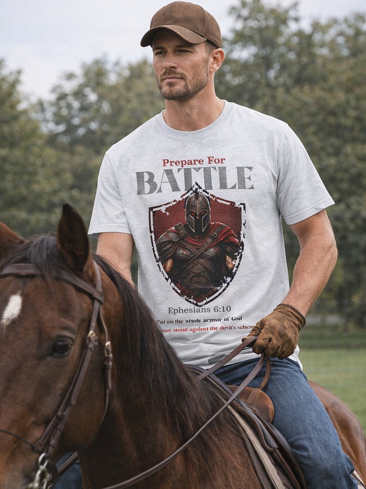 Prepare For Battle T-Shirt Ephesians 6:10, Armored Spiritual Warrior Bible Verse Tee product image (32)