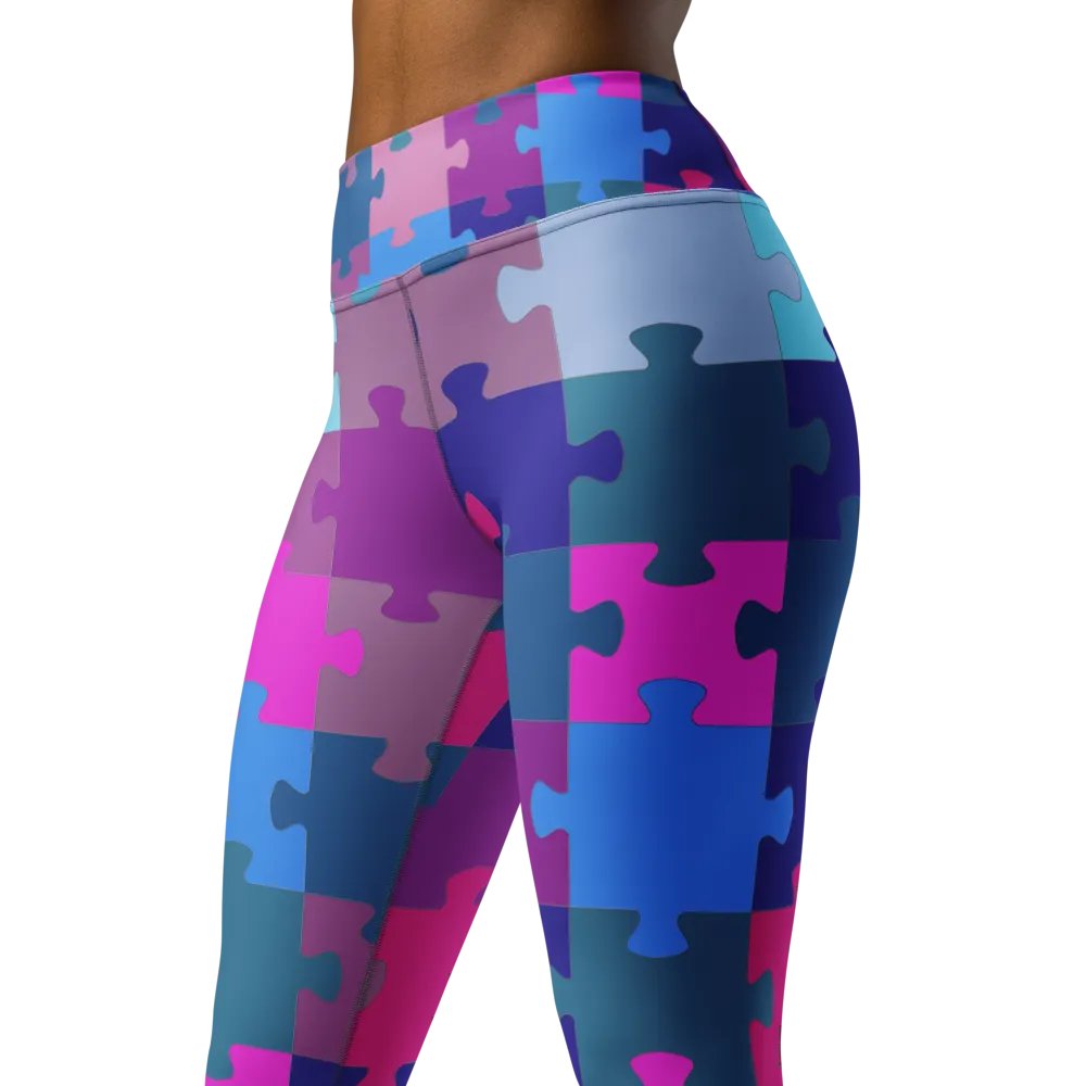 Multi-Colored Geometric Puzzle Pattern Yoga Leggings product image (1)