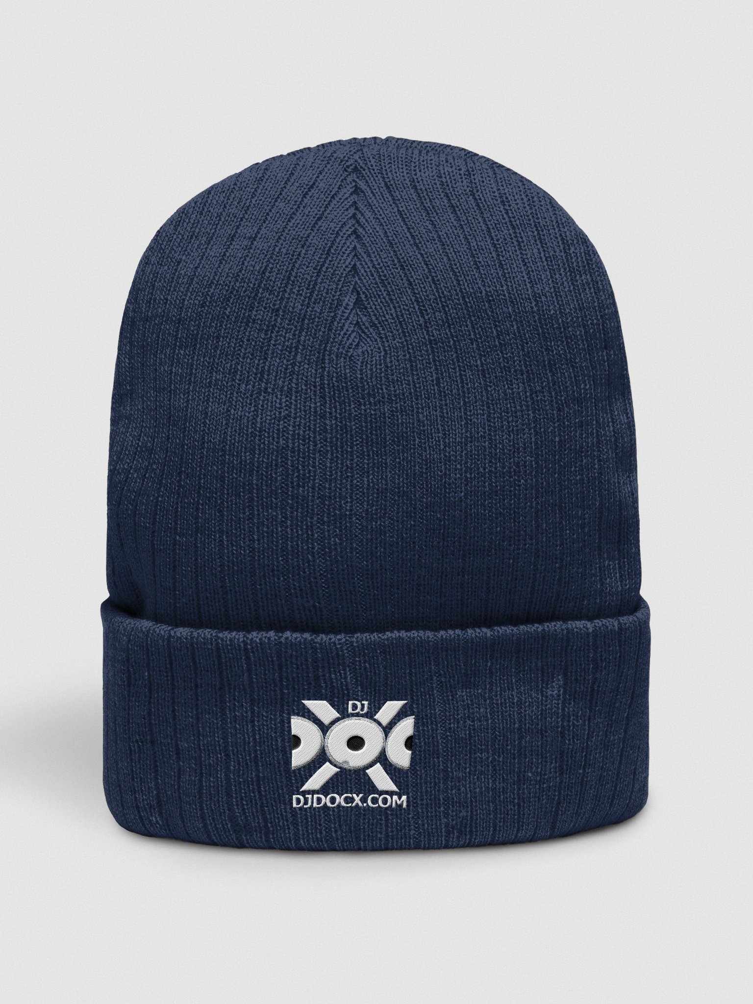 DJDocX Ribbed Knitt Beanie - White Logo product image (1)