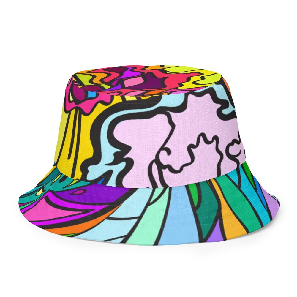 Chaos in Color Reversible Bucket Hat - Wave at Sunset product image (3)