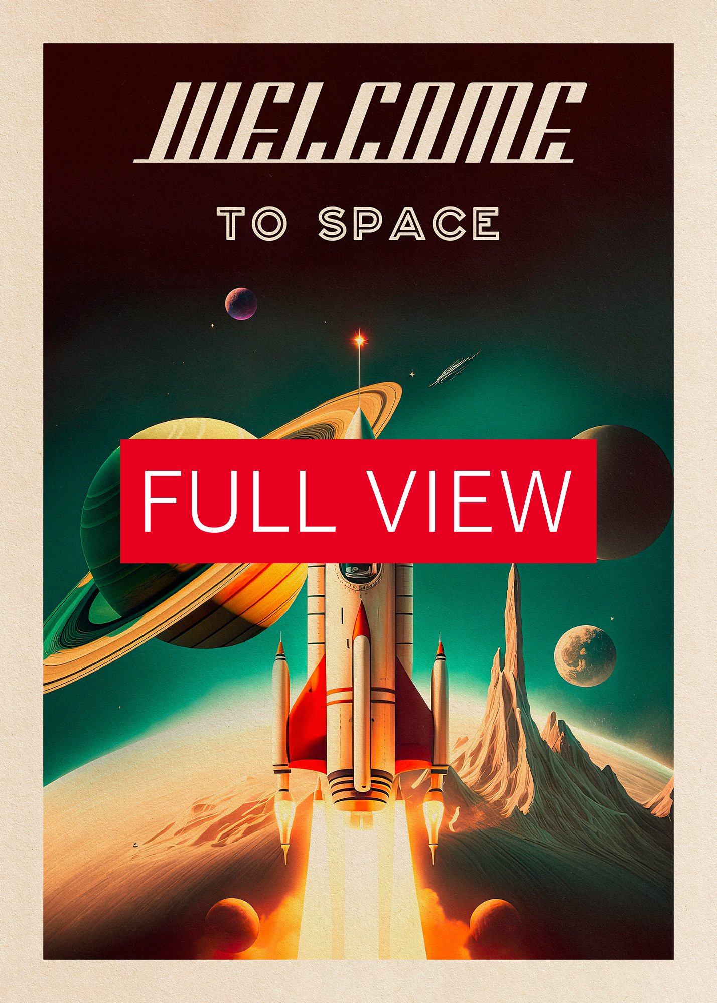 Welcome to space — Vintage space poster, retro space art, propaganda poster, retrofuturism art, retro sci-fi print product image (3)