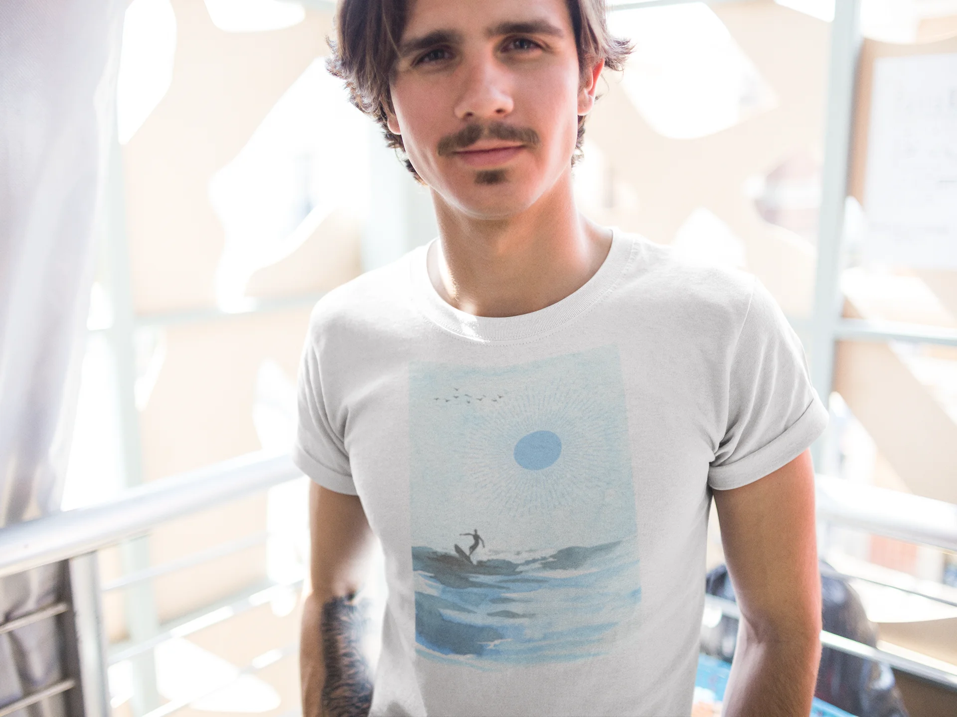 Tranquil Surfing Seascape T-shirt - Cotton product image (2)