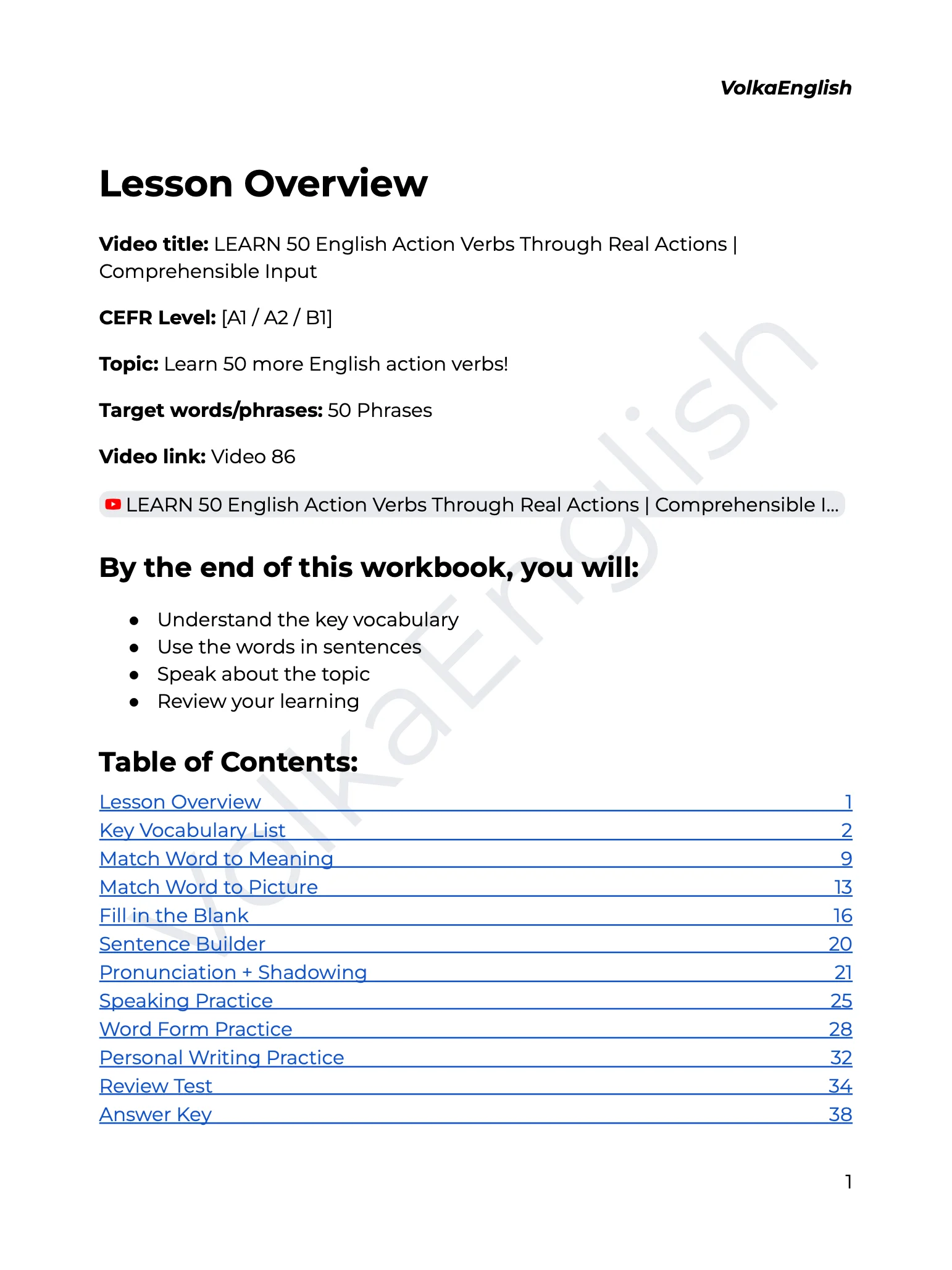 LEARN 50 English Action Verbs Through Real Actions | Comprehensible Input - Video 86 Study Pack product image (2)