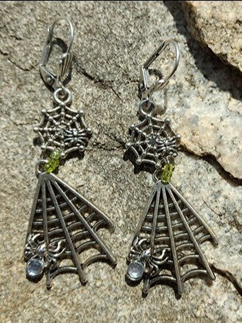Vintage Double Spiderweb and Spider Earrings product image (2)