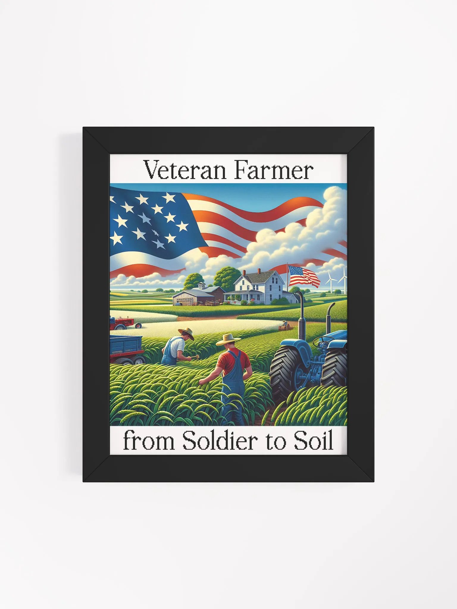 Veteran Farmer: From Soldier to Soil Framed Poster | From Combat to Crops | Serving on the Soil | Farm Life, Veteran Strong | Patriotism and Farming | Rooted in Service | Farming with Honor product image (4)