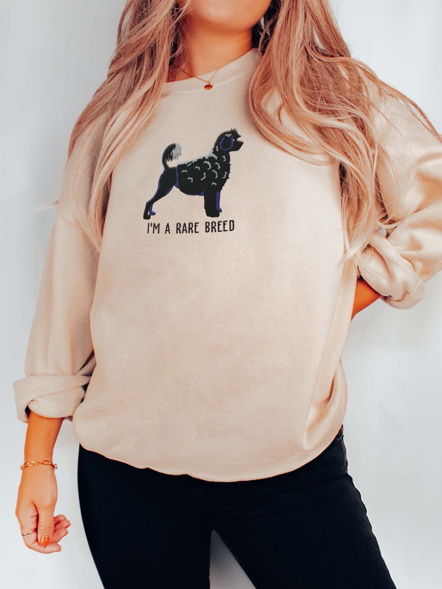 I'm a Rare Breed Sweatshirt (Embroidered) of a Portuguese Water Dog(Black) product image (2)
