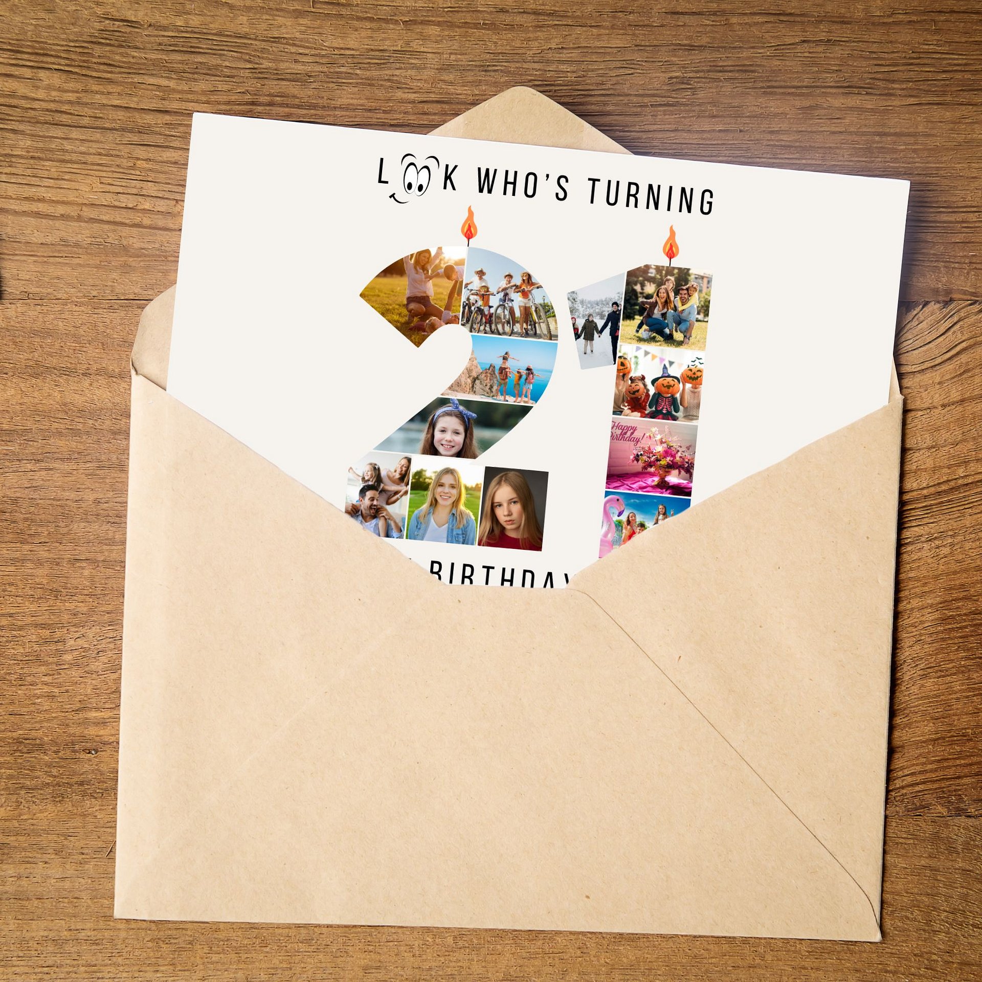 21st Birthday Number Photo Card Canva Template product image (2)