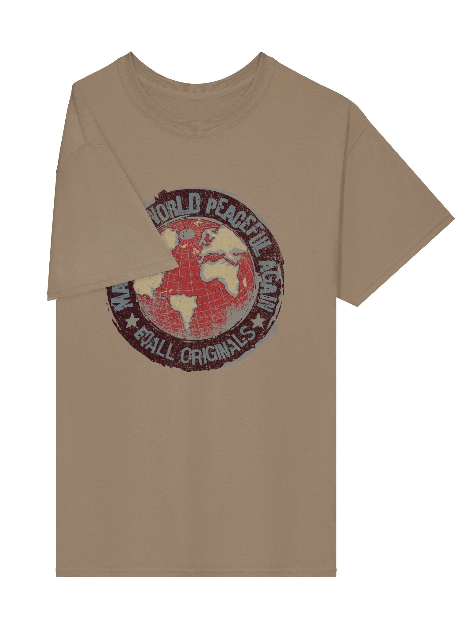 World Peace_EQALL® Originals Unisex Gildan Tee_Grey / Red / Beige product image (5)