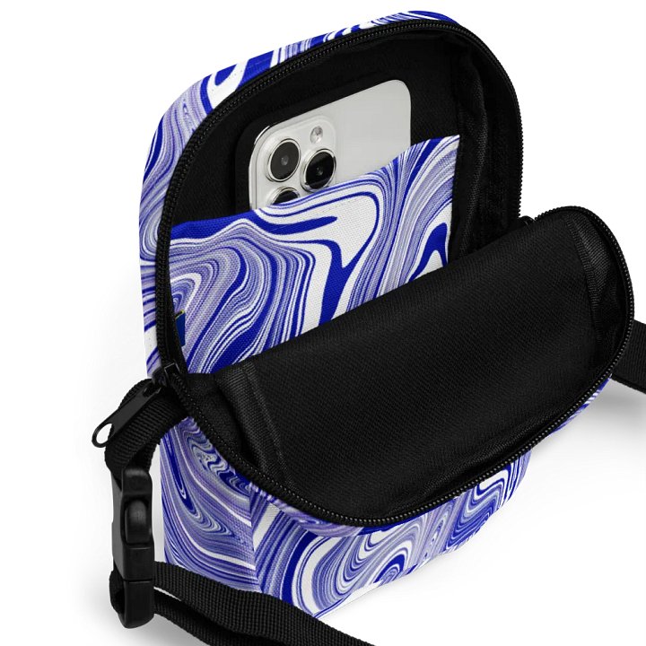 Utility Crossbody Bag - Blue and White Liquid Swirls product image (2)