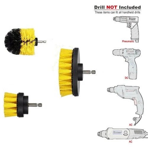 3 Piece Drill Brush Kit Power Scrubber for Tile Grout Shower Tub Wall product image (11)
