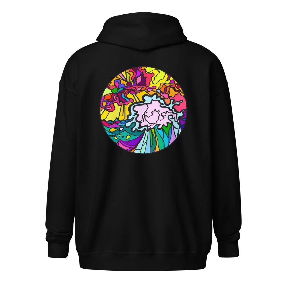 Vivid Swirl Unisex Zip Hoodie - Wave at Sunset product image (2)