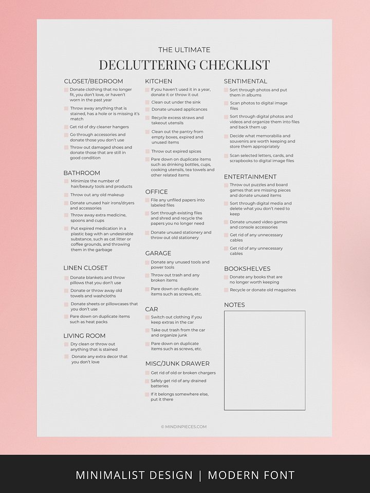 The Ultimate Decluttering Checklist Printable Digital Download product image (2)