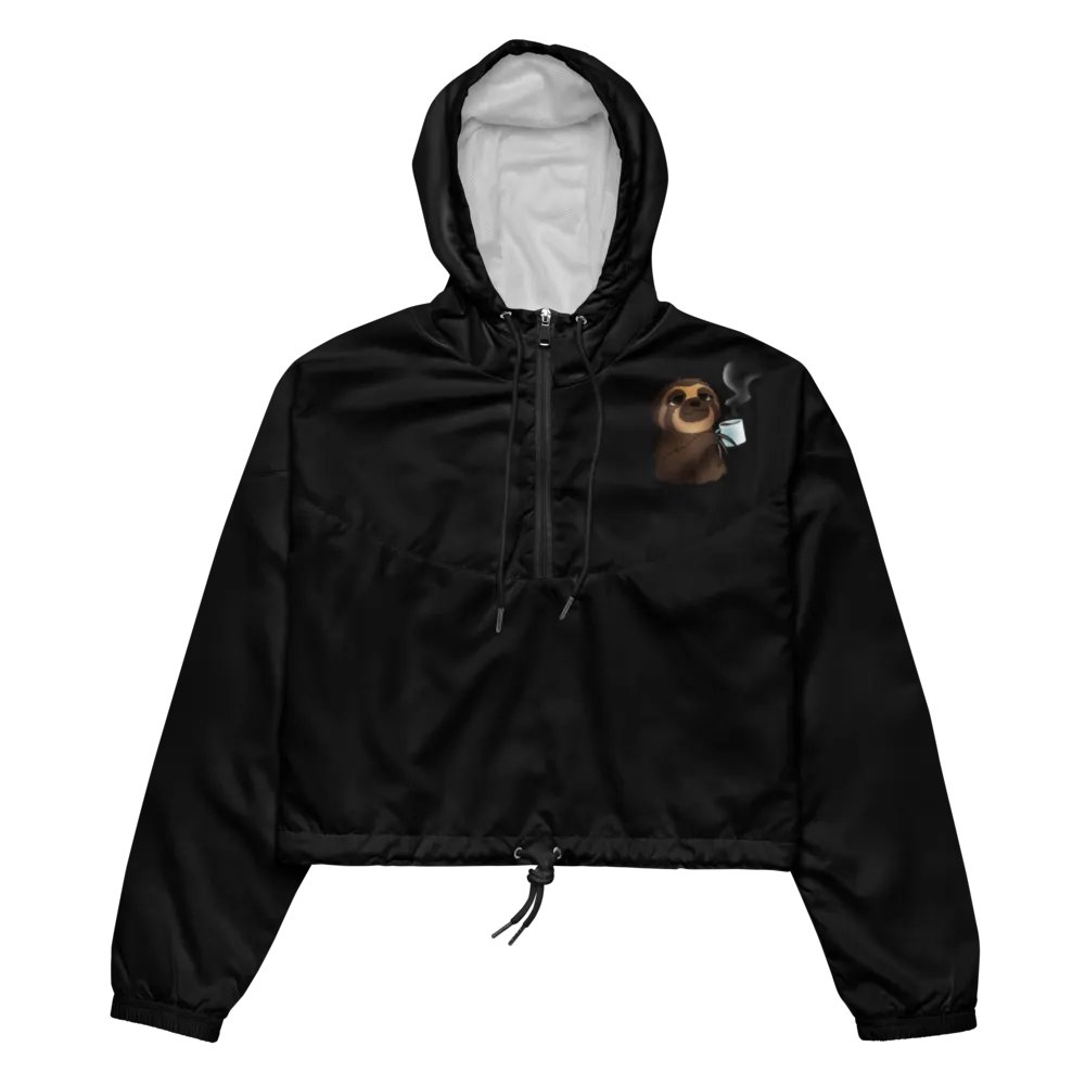 Sloth Serenity Cropped Black Windbreaker product image (2)