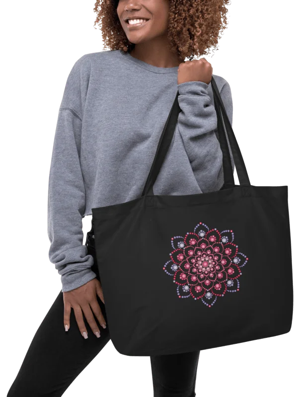 Purple and Pink Dot Mandala Organic Cotton Tote Bag product image (1)
