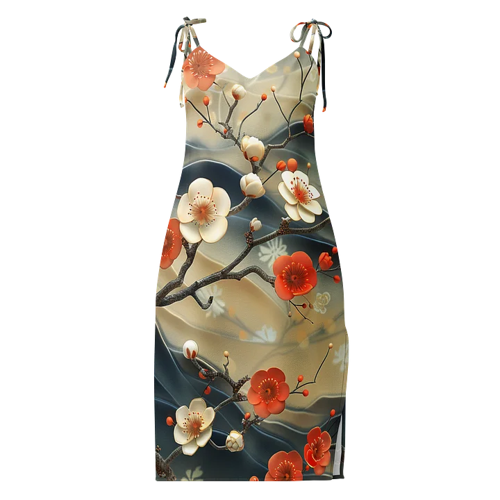 Traditional Japanese Floral Slip Dress - Plum Blossom Aesthetic Apparel product image (1)