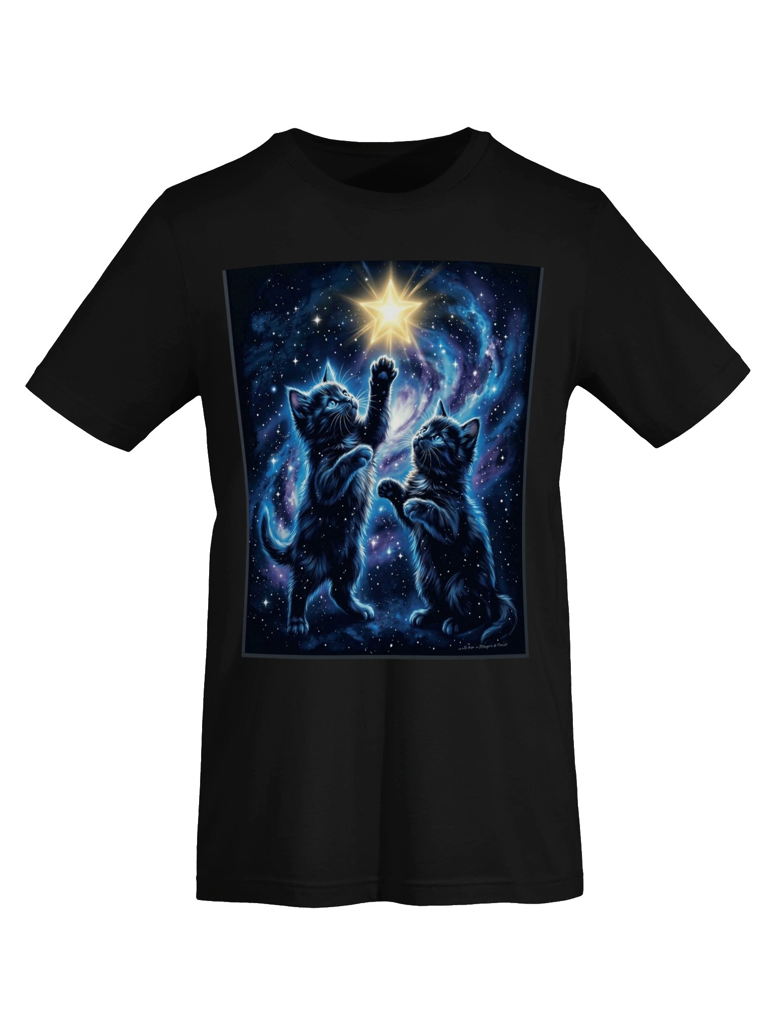 Cosmic Galaxy Cats T-Shirt - Celestial Kittens Reaching For The Stars product image (18)