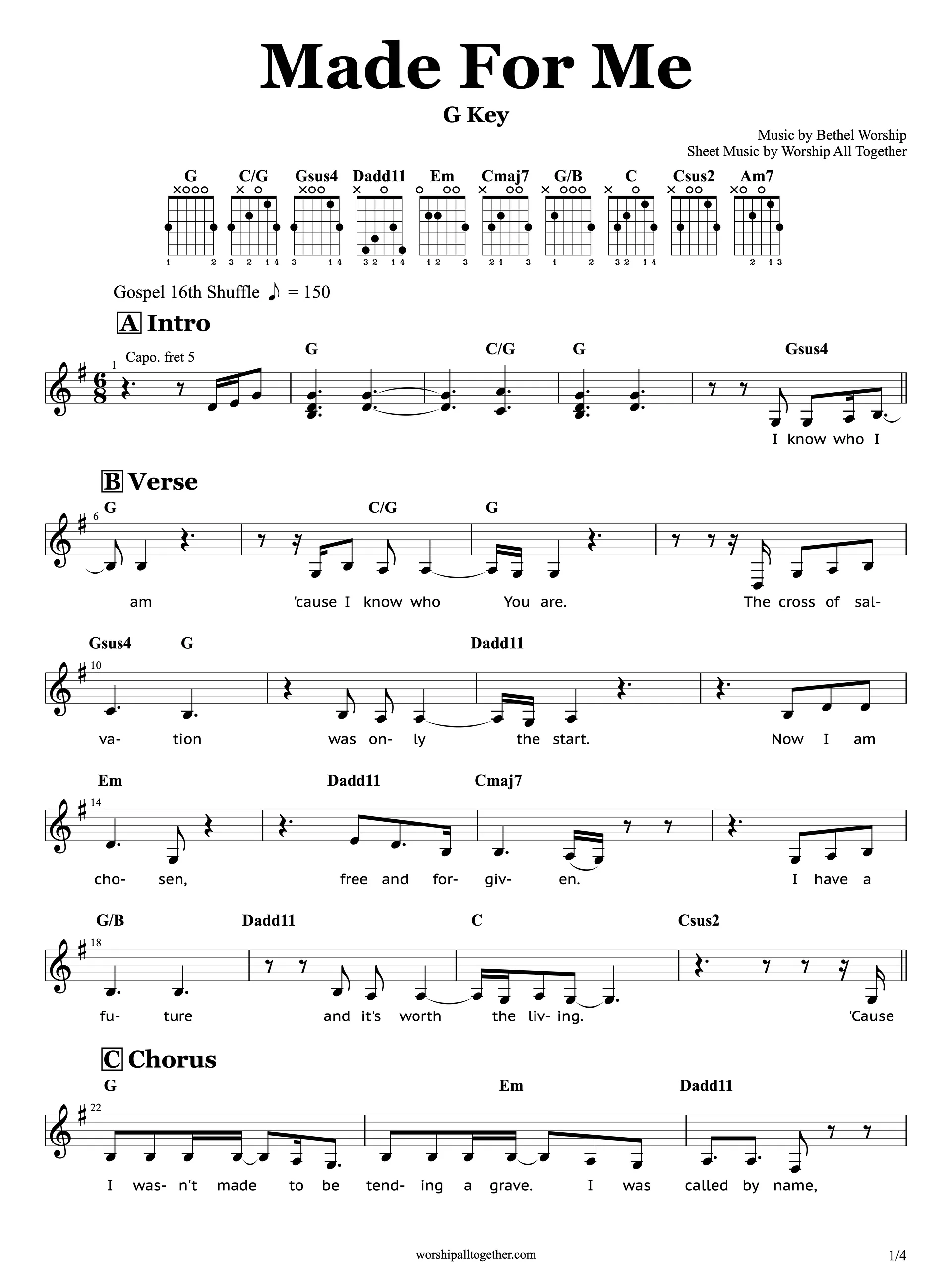 Made For More - Josh Baldwin (Bathel Churdch) | Guitar Chords + Sheet Music Tutorial product image (1)
