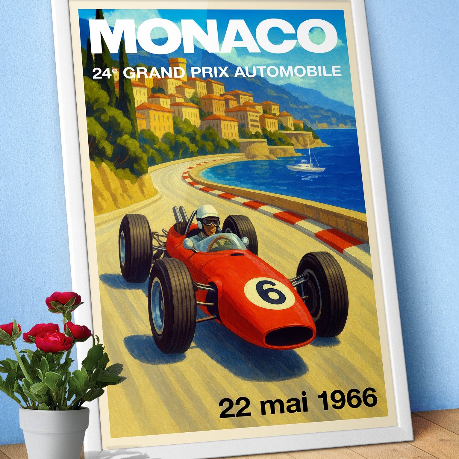 Monaco Vintage F1 Grand Prix 1966 Art Poster — Auto Racing Wall Art, Formula 1 Print product image (1)