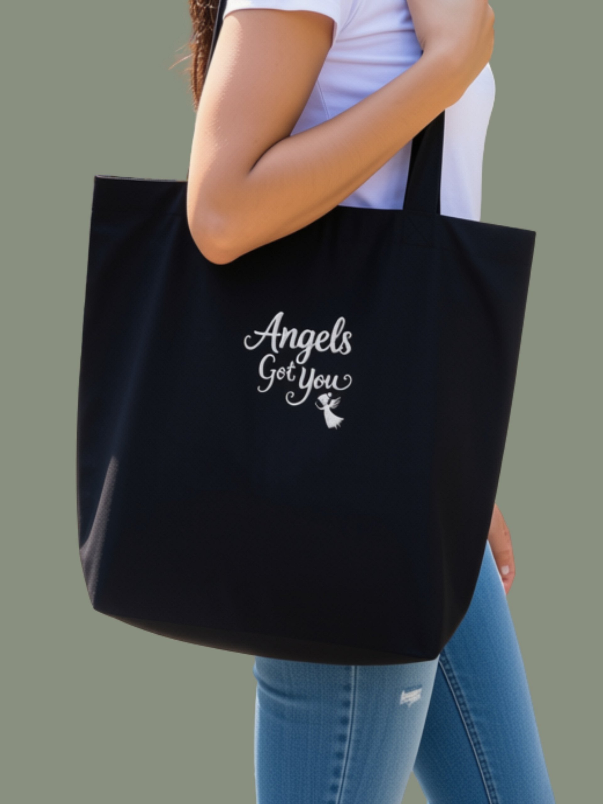 Angels Got You Eco-Friendly Tote Bag with Embroidery product image (1)