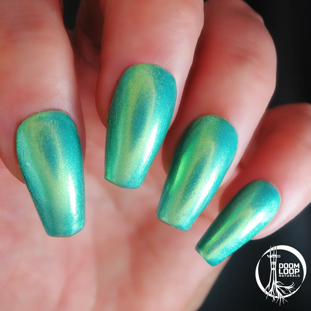 PICKLED ELVES - Glowy Aqua Green to Gold Duochrome Nail Polish product image (5)
