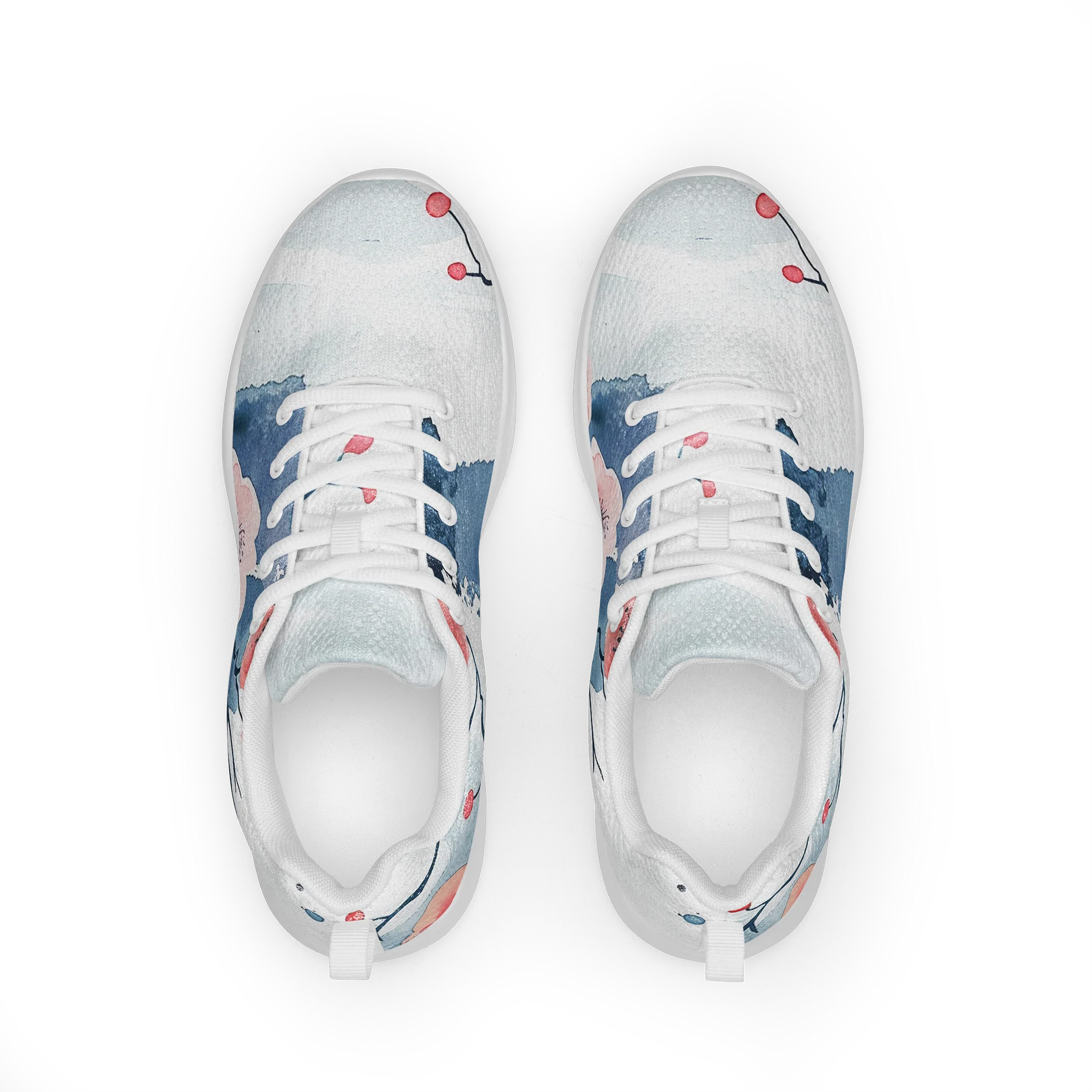 Watercolor Cherry Blossom Women's Athletic Shoes | Pastel Floral Sneakers product image (2)
